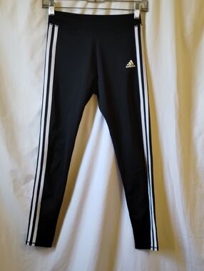 adidas Black Leggings with White 3-Stripe Side Detail